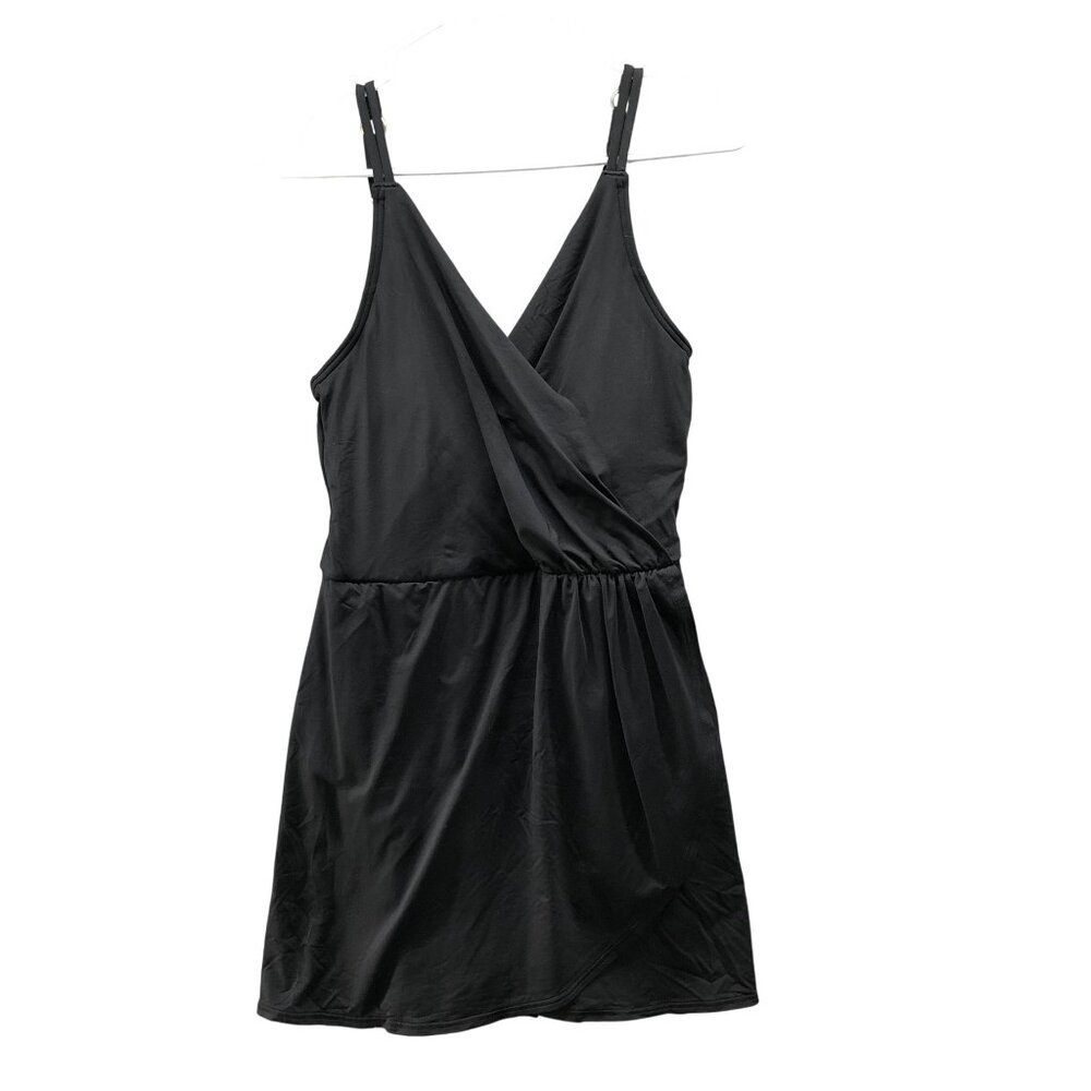 Lands' End Swim Dress Womens S‎ (6-8) Black Padded Surplice One Piece Cami